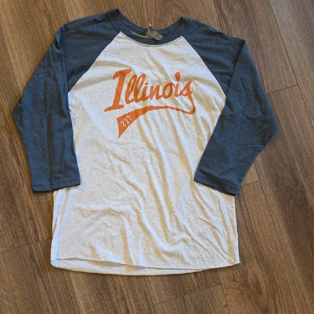 Next Level Apparel Long Sleeve Raglan Tee - Gray and Orange